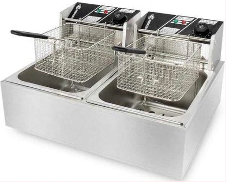 12 - Litres Commercial Double Deep Fryer - Silver