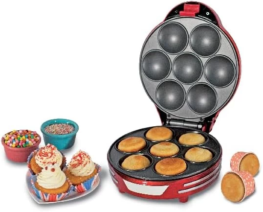 Ariete Electric Muffin And Cupcake Maker ART188, Non-Stick Plate, 7 Moulds, 700W – Red