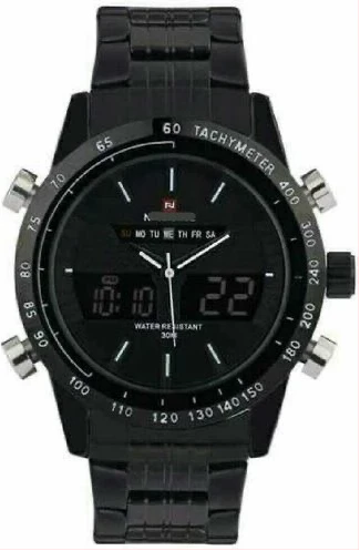 Naviforce Stainless Steel Digital, Analog Wrist Watch - Black