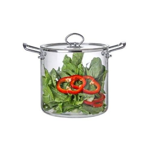 5.5L Glass Clear Saucepan, Glass Stovetop Heat Resistant Cooking Pot, Transparent Glass Saucepan, with Stainless Steel Lid and Grip Stockpot, Heat-Resistant, Borosilicate Glass.-transparent Cookware S