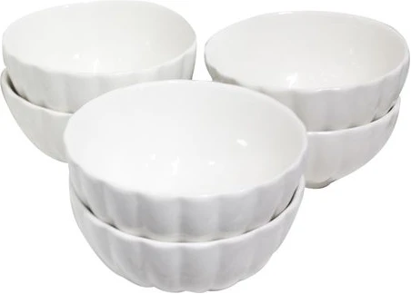 White Lined Serving Soup Bowl 6pcs - White