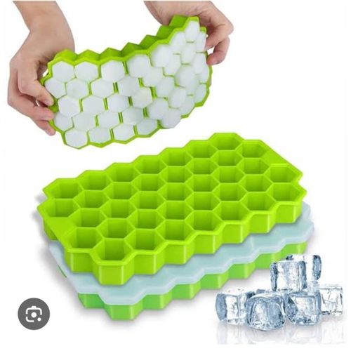 1 Piece Ice Cube Tray 37 Grids Silicone Ice Cube Mold For Freezer With Removable Lid, LatticenHoneycomb Ice Maker Trays With Cover For Chilled Drinks Whiskey And Cocktails -Multicolor