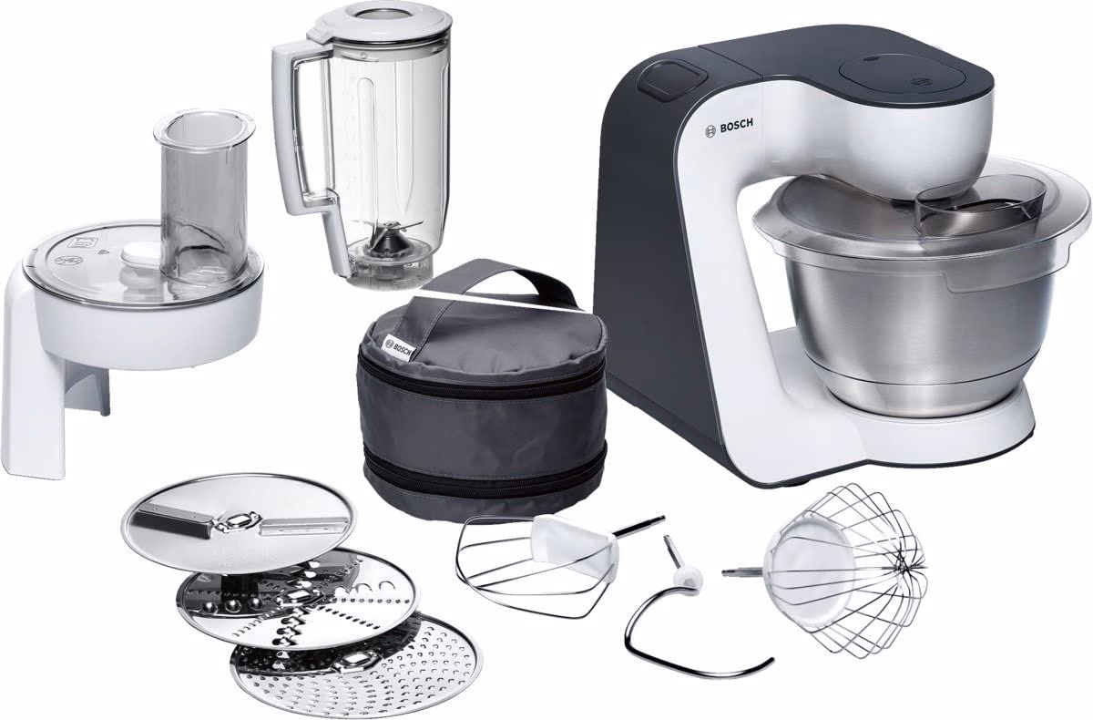 Bosch MUM52120GB Styline Kitchen Machine Food Mixer, 700 W - White/Grey
