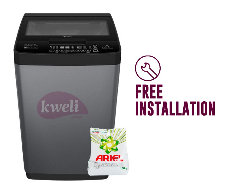 Buy new Hisense 8kg Top Load Washing Machine - WTJD802T, Plus Free Installation and Auto Detergent in Uganda - - Free Delivery > Long warranty > Lifetime After-sales Support