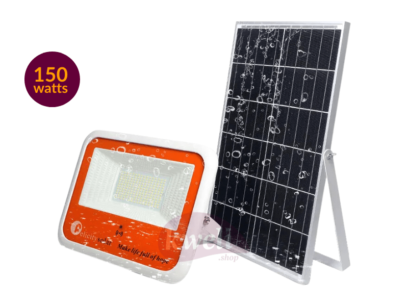 Buy new Felicity 150w Waterproof Solar Floodlight HP FL-15003; Remote, Automatic start/stop, On/Off, 20,000 hours in Uganda - - Free Delivery > Long warranty > Lifetime After-sales Support