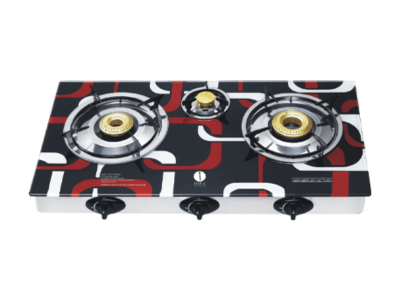 Buy new IQRA 3-Burner Gas Stove IQ-GS3BG; Glass Top, Brass Burners, Auto Ignition with Piezo, Enamel Pan Support in Uganda - - Free Delivery > Long warranty > Lifetime After-sales Support