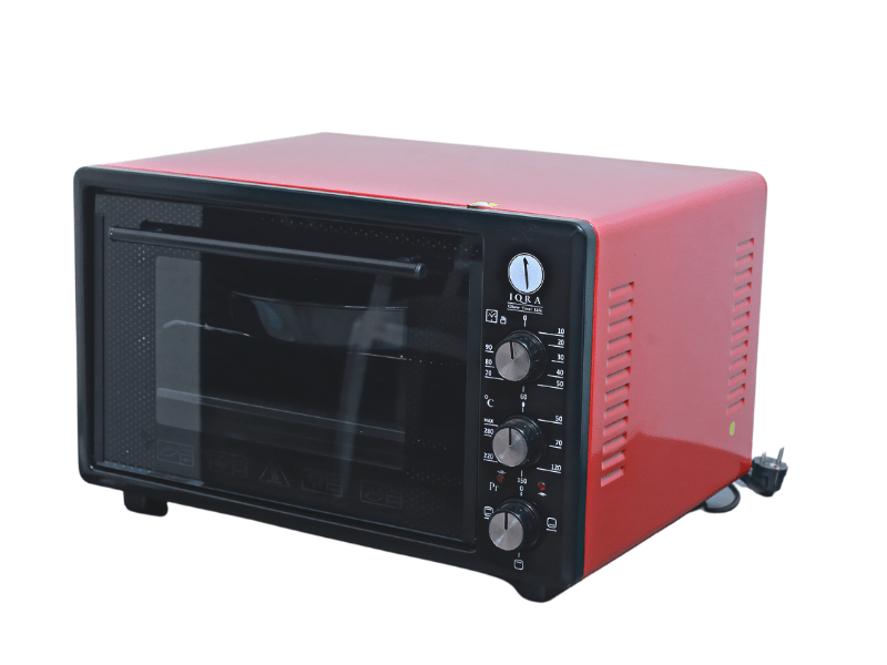 Buy new IQRA 36-liter Mini Electric Oven with Rotisserie IQ-EO360-RB, Red/Black in Uganda - - Free Delivery > Long warranty > Lifetime After-sales Support