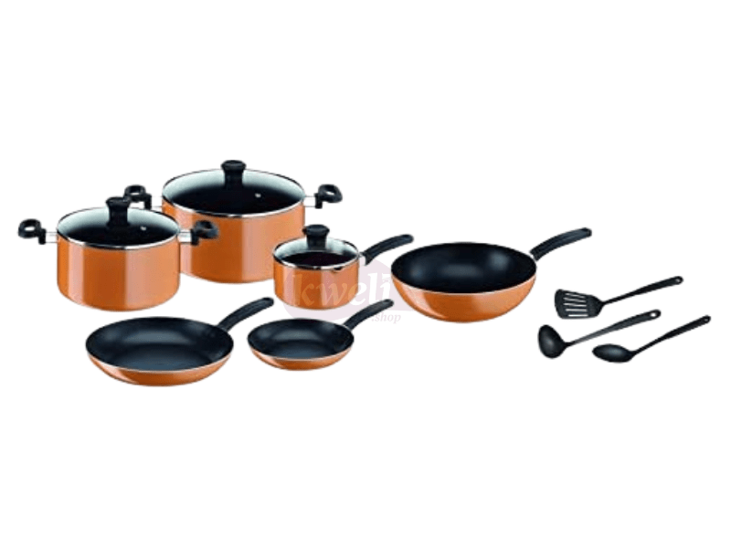 Buy new Tefal 10 Pcs Prima Cookware Set - B168A374; Non Stick, Aluminium , Orange Black in Uganda - - Free Delivery > Long warranty > Lifetime After-sales Support