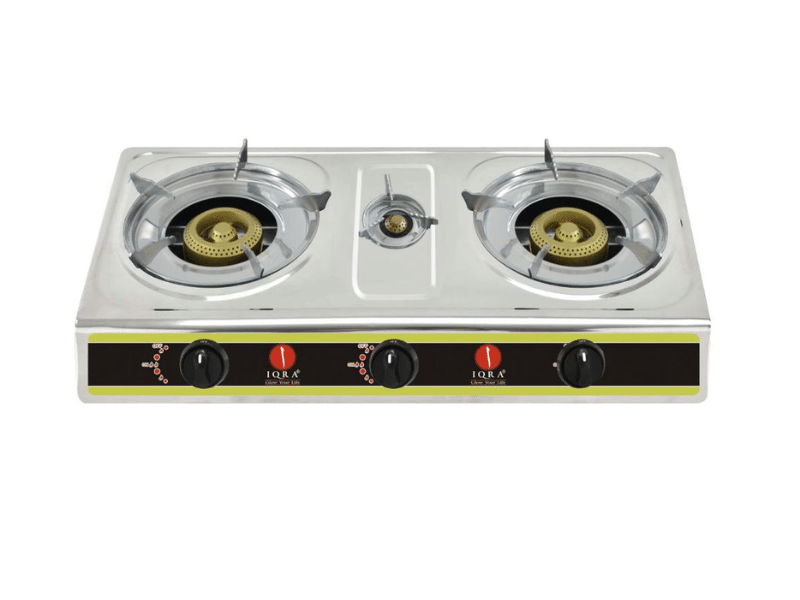 Buy new IQRA 3-Burner Gas Stove IQ-GS3BSS; Stainless Steel Body, Brass Burners, Auto Ignition in Uganda - - Free Delivery > Long warranty > Lifetime After-sales Support