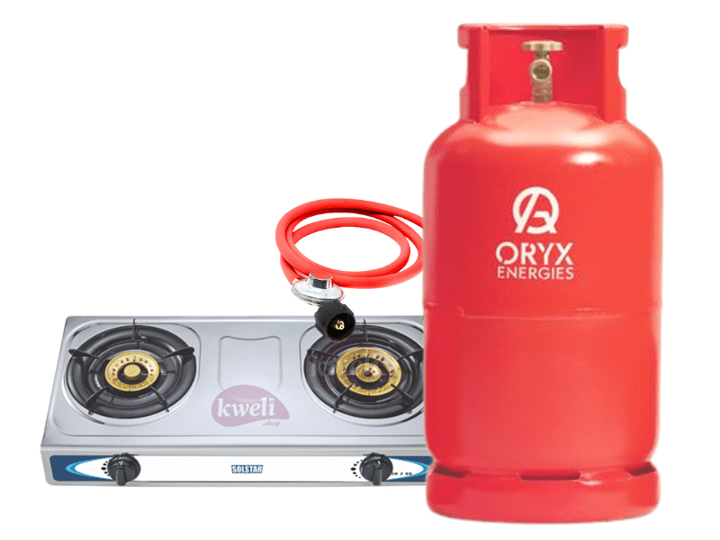 Buy Oryx Gas 13kg Full Set with 2 Burner Steel-top Gas Stove - Ready to Cook in Kampala - kweli.shop