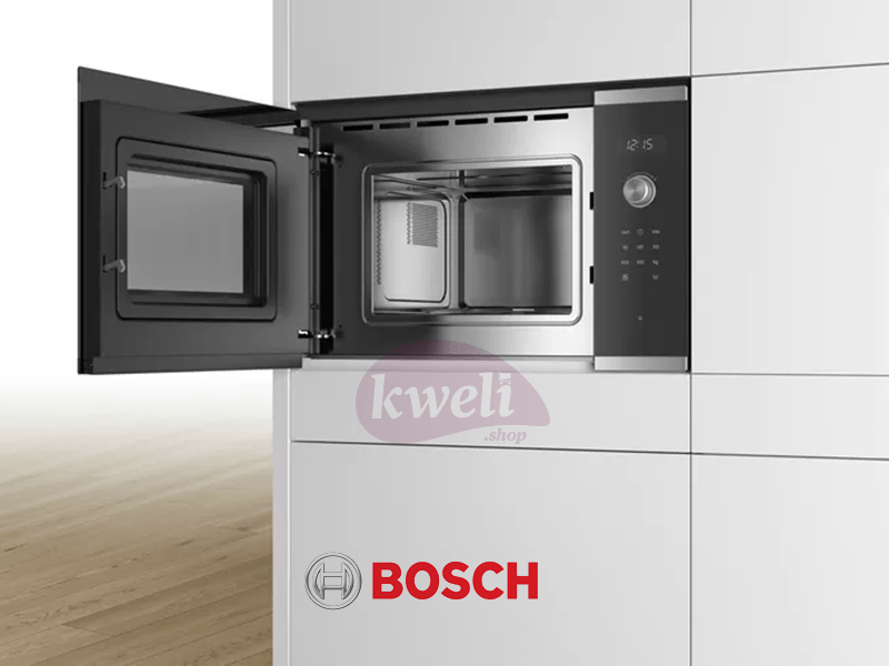 Buy new Bosch Series 6 Built-in Microwave Oven BFL524MS0B; 20 L, 800 W, LED Display, Pop-out Controls, Stainless Steel Finish in Uganda - - Free Delivery > Long warranty > Lifetime After-sales Support