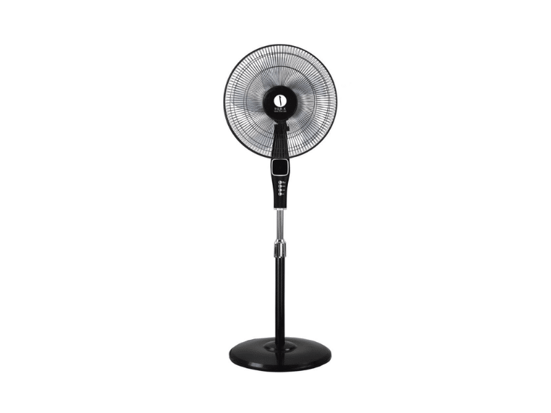 Buy new IQRA 16-inch Stand Fan with Remote Control IQ-SF040R; 50W Copper Motor, 3-Speed Function, 4-Hour Timer, ABS Body & 5 Blades, BS Plug with Fuse in Uganda - - Free Delivery > Long warranty > Lif