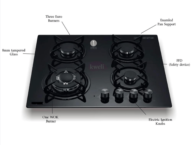 Buy new IQRA Built-in Gas Hob IQ-KH4002 - 60cm, 4 Gas Burners, Auto Ignition in Uganda - - Free Delivery > Long warranty > Lifetime After-sales Support