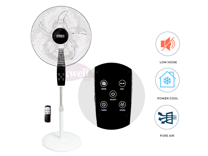 Buy new Solstar Stand Fan with Remote 18inch FSR 1840U-LWH SS, low noise, free-standing fan in Uganda - - Free Delivery > Long warranty > Lifetime After-sales Support