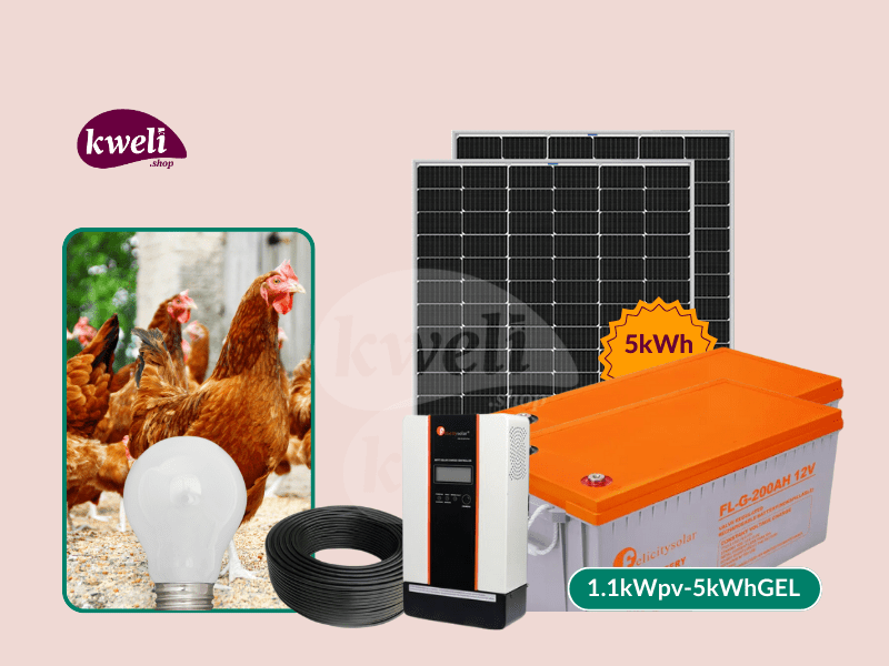 Buy new Kweli Energy 1.1kWpv 5kWh Solar Lighting System for a Poultry Farm (Chicken House); 35 bulbs for 24 hours in Uganda - - Free Delivery > Long warranty > Lifetime After-sales Support