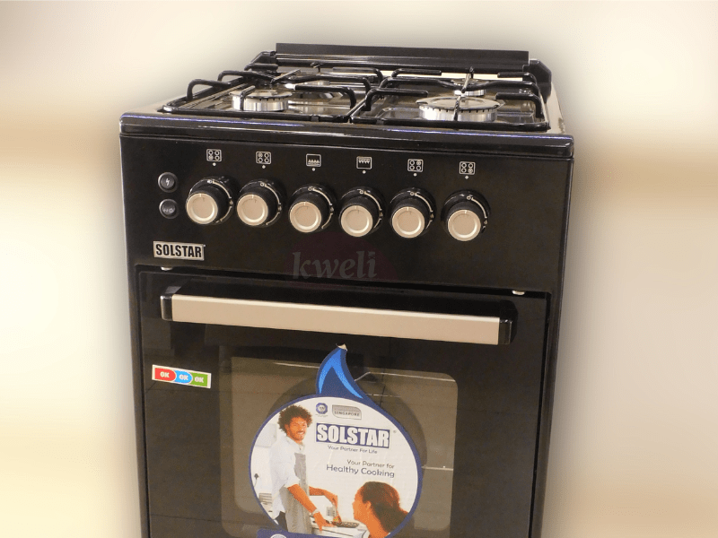Buy new Solstar 50x50cm Gas Cooker SO540DRABKBSS; 4 Gas Burners with Gas Oven, Grill, Rotisserie, Black in Uganda - - Free Delivery > Long warranty > Lifetime After-sales Support