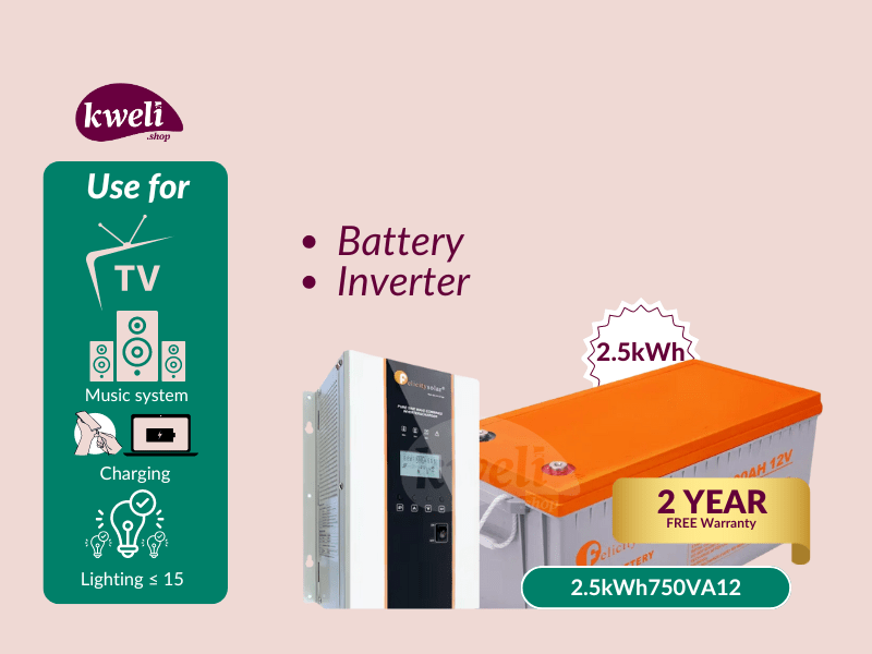 Buy new Kweli 2.5kWh-750VA-GEL Power Backup System; Run 10-15 Bulbs, TV, Fan, DC Iron, Phone & Laptop Charging for up to 24 Hours in Uganda - - Free Delivery > Long warranty > Lifetime After-sales Sup