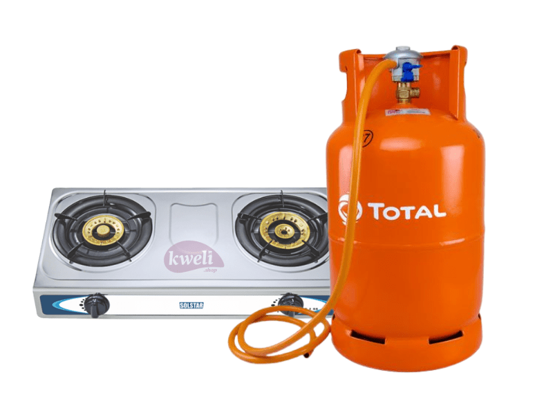 Buy Total Gas 12kg Full Set with 2 Burner Steel-top Gas Stove - Ready to Cook in Kampala - kweli.shop