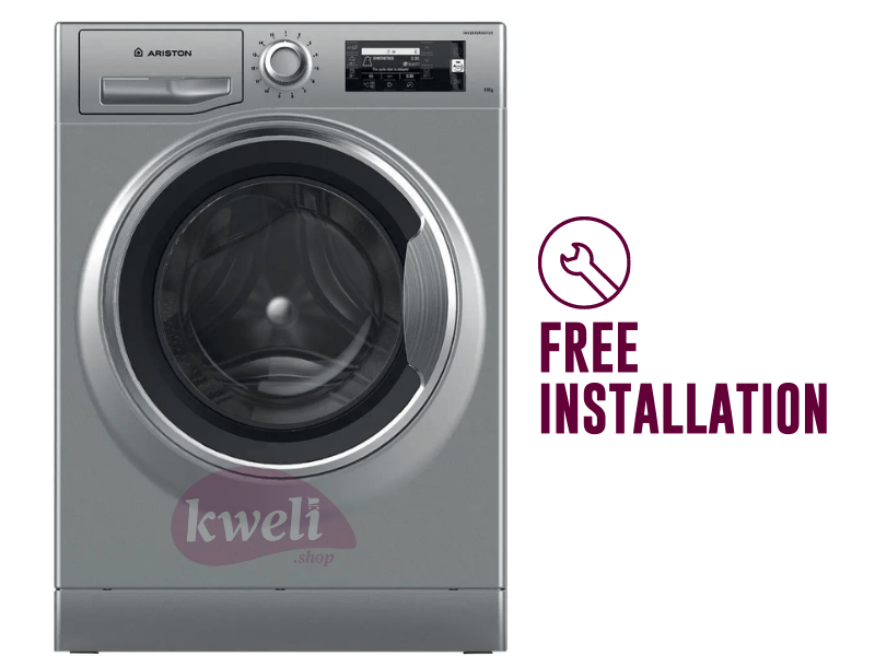 Buy new Ariston 11kg Front Loading Washing Machine with Steam NLLCD1165SCAD EX, Pre Wash, and Stop & Add Wash, Inverter Motor, Silver in Uganda - - Free Delivery > Long warranty > Lifetime After-sales