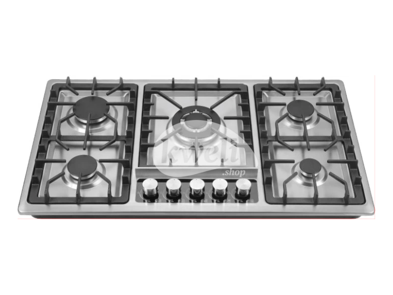 Buy new IQRA Built-in Gas Hob IQ-KH5014SS - 90cm, 5 Gas Burners, Auto Ignition, Stainless Steel, Cast Iron Pan Support in Uganda - - Free Delivery > Long warranty > Lifetime After-sales Support