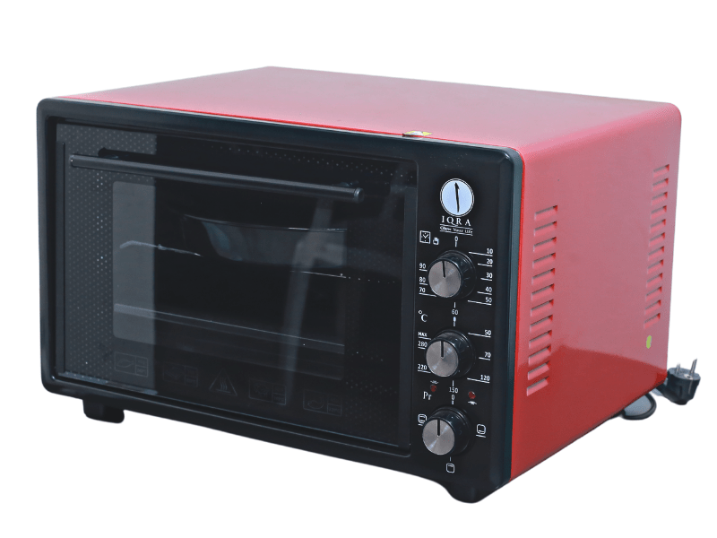 Buy new IQRA 45-liter Mini Electric Oven with Rotisserie IQ-EO450-BGT, Red/Black in Uganda - - Free Delivery > Long warranty > Lifetime After-sales Support