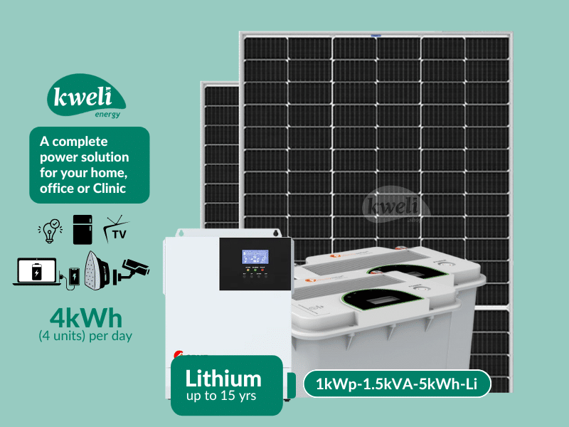 Buy new Kweli Energy 1kWp1.5kVA5kWh1212-Lithium Hybrid Solar System with WiFi Remote Monitoring; Complete Solar Solution for home in Uganda - - Free Delivery > Long warranty > Lifetime After-sales Sup