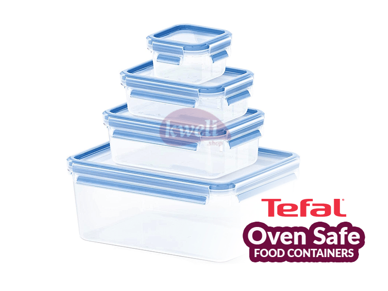 Buy new Tefal Plastic Food Storage Containers, Oven safe Containers, BPA-free, Set of  5: 0.85 liters (K3022112), 1.75liters (K3021712) 2.3 liters (K3021512), 3.7 liters (k3022012), 5.5-liter (K302251
