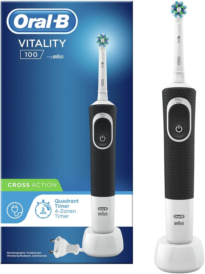 Oral-B Vitality 100 Electric Toothbrush, 1 cleaning program, timer, 1 CrossAction brush head, black