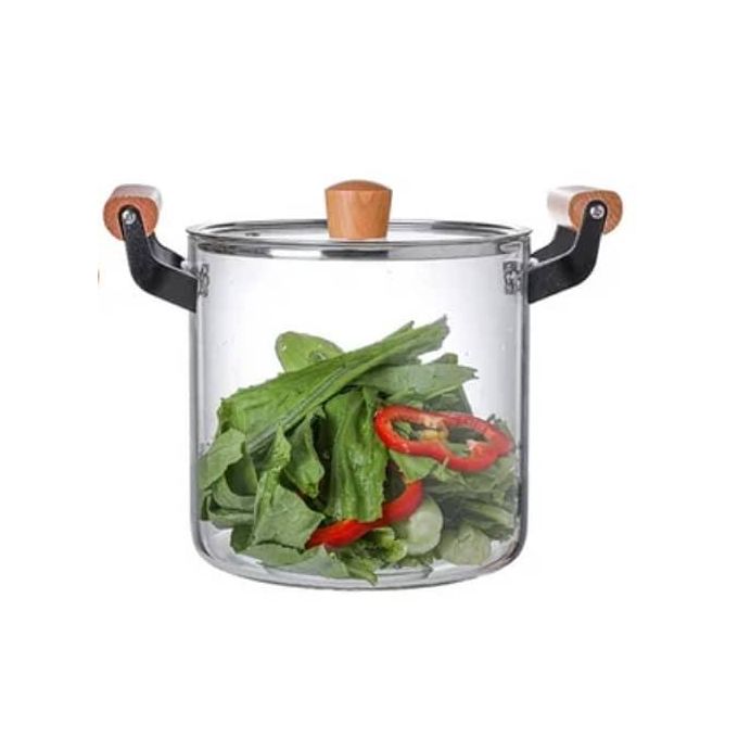 5Litre Glass Saucepan with Lid for Cooking Glass Pot Double Handles Stovetop for Cooking Milk, Pasta Baby Food Soup Multi-Purpose Glass Cooking StockPot and Kitchen Glassware Nonstick