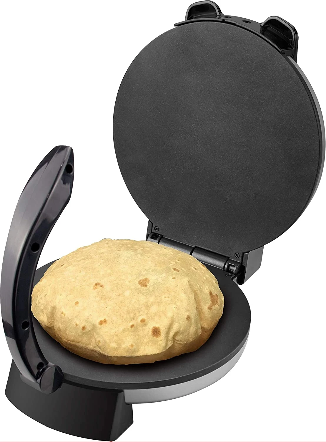 Sonashi Non-Stick Roti Maker SRM-858 - Tortilla Maker w/ 10” Non-Stick Coating Plate, Adjustable Temperature Control Knob, Power On/Off Indicator