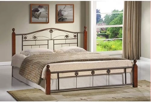Metal, Wood Bed - Black, Brown