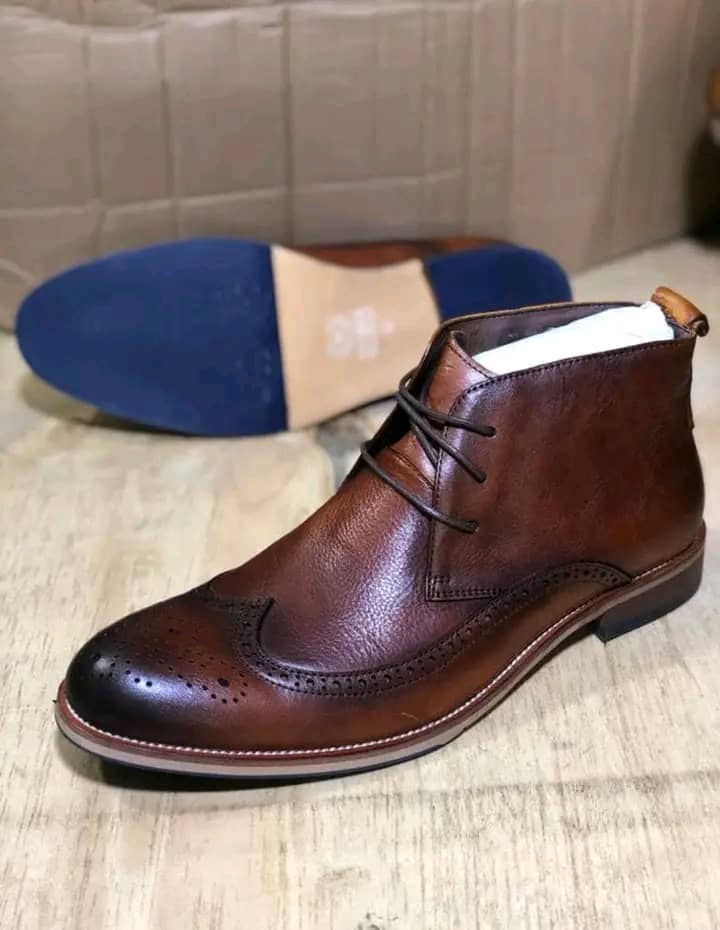 Men's Lace-up Formal Designer Boots Shoes - Brown