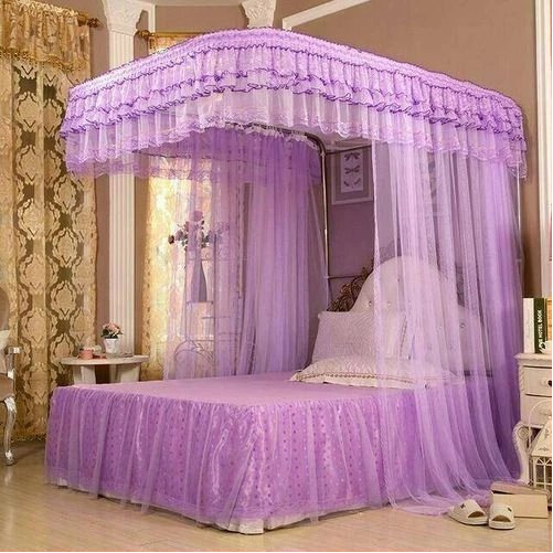 2 Stand Rail Design Mosquito Net - Purple - Top Design May Vary