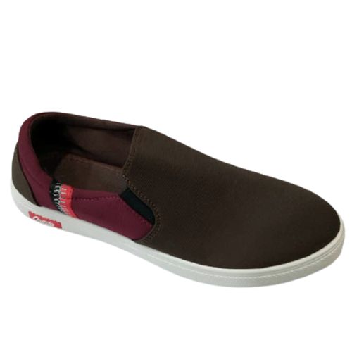 Men's Slip-On Plimsolls - Brown, White