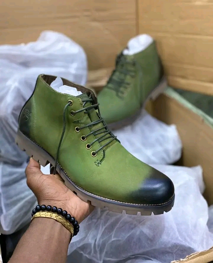 Men's Designer Timberland Boots - Green&Coffee Brown