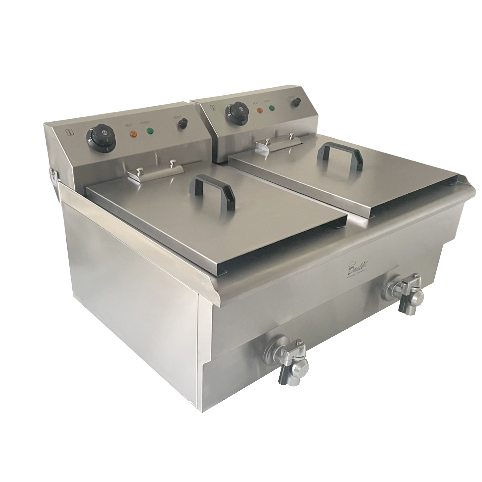 CJK Commercial Electric Deep Fat Chip Fryer 26Litre Dual Basket Double Drain.