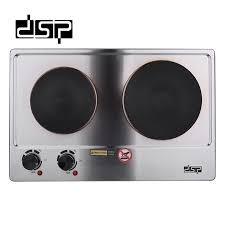 DSP Electric Cast-Iron Double Burner Countertop Hot Plate Stainless Steel Buffet