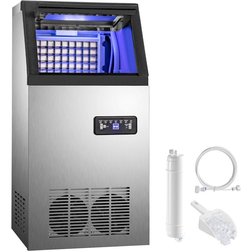 ADH 40KG Commercial Ice Maker Built-in Ice Cube Machine Undercounter 410W SUS