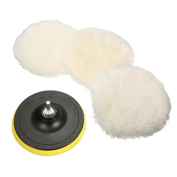 MATCC 4 ks 6 palcový Polishing Buffer Pad Polishing Bonnets Lambs Wool s adaptérem na vrtačku M14