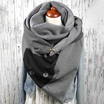 Ženy roztomilý výkres Kočičí vzor Měkká osobnost Ochrana krku Držte teplý šátek