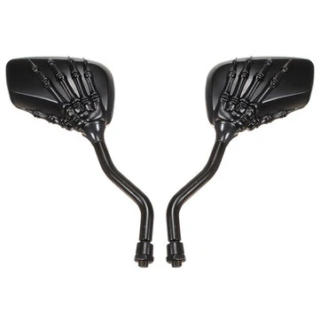 Chrome Motorové Lebka Zrcadlo Pro Harley Softail Dyna Černá