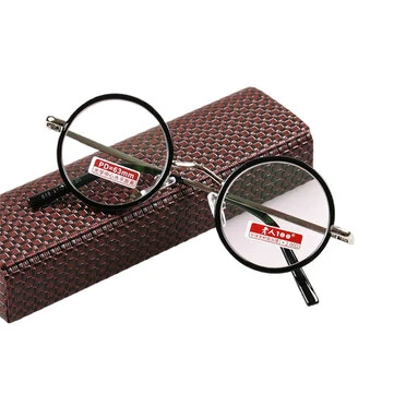 Retro Kulaté Kovové Rámové Čtecí Brýle Minimalistické Proti-modrému Světlu Presbyopické Brýle