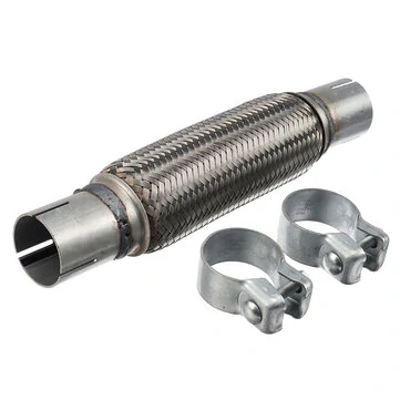 Ohebná trubka výfukového potrubí s drátěným opletem ze nerezové oceli s upínkou 45x200x308mm