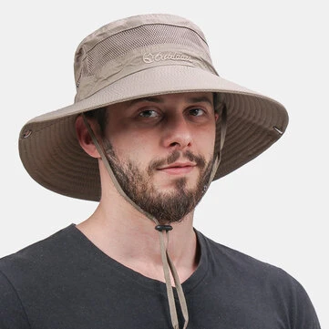 Pánský vzor vyšívaný límec, síťovina, prodyšný velký lem, venkovní rybaření, lezení, UV ochrana stínová území, bříšatý čepice