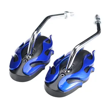 Zpětná zrcátka na motocykl 8mm 10mm Motorcycle Flame Rear View Mirrors pro Honda/Suzuki
