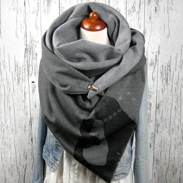 Ženy Kočka a Myš Tiskový Vzor Měkká Osobnostní Ochrana Krku Udržujte Teplý Šátek