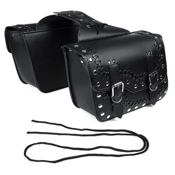 Pár motorkárových PU kožených brašen boční nástrojová taška zavazadla pro Harley Chopper