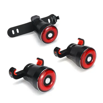 Přebíjecí LED USB zadní svítilna pro kolo, chytré brzdové světlo pro elektrický skútr sense vodotěsný