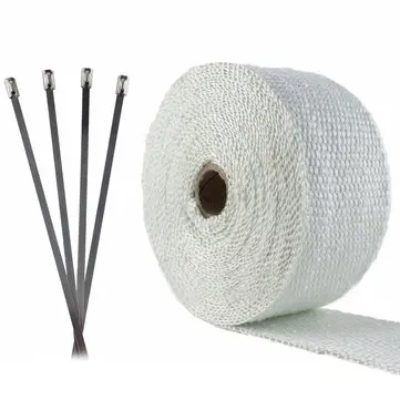 7,5 m x 50 mm Vysokoteplotní Skelný Obal Výfukového Potrubí Headeru Wrap Tape Kit Turbo