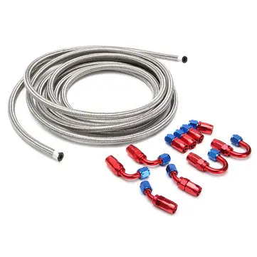 AN6 6AN 6M Stainless Steel Braided Oil Palivo Line & Fitting Hose End Adapter Kit